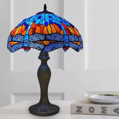Handcrafted Stained Glass Dragonfly Table Lamp