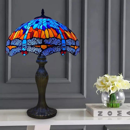 Handcrafted Stained Glass Dragonfly Table Lamp