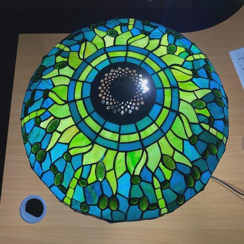 Green Dragonfly Stained Glass Table Lamp