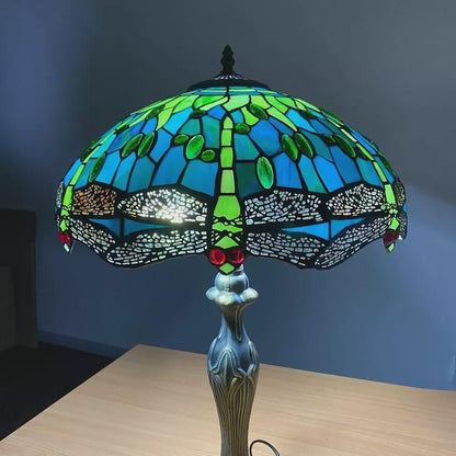 Green Dragonfly Stained Glass Table Lamp