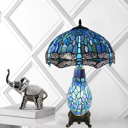 Handcrafted Blue Stained Glass Table Lamp