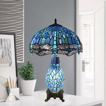 Handcrafted Blue Stained Glass Table Lamp