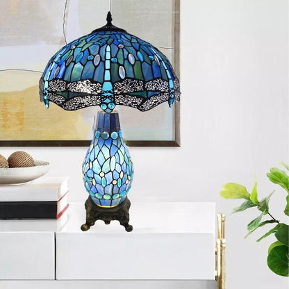Handcrafted Blue Stained Glass Table Lamp