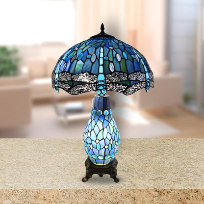 Handcrafted Blue Stained Glass Table Lamp