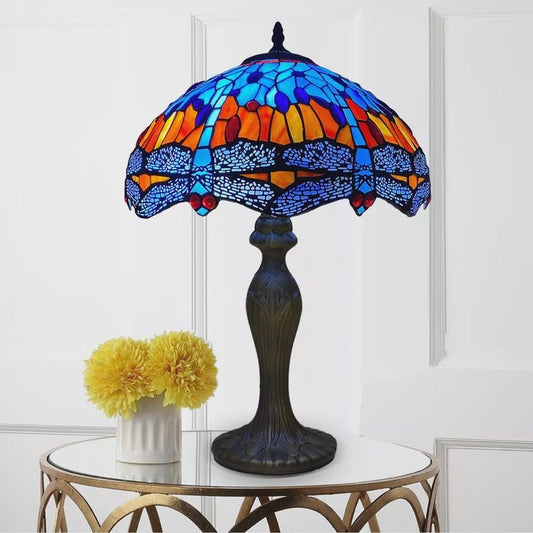 Handcrafted Stained Glass Dragonfly Table Lamp