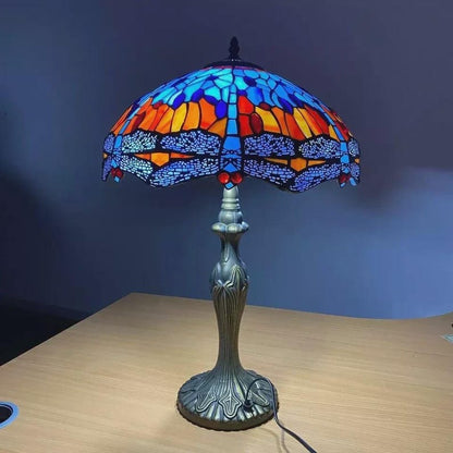 Handcrafted Stained Glass Dragonfly Table Lamp