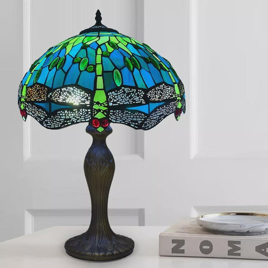 Green Dragonfly Stained Glass Table Lamp