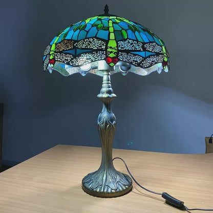 Green Dragonfly Stained Glass Table Lamp