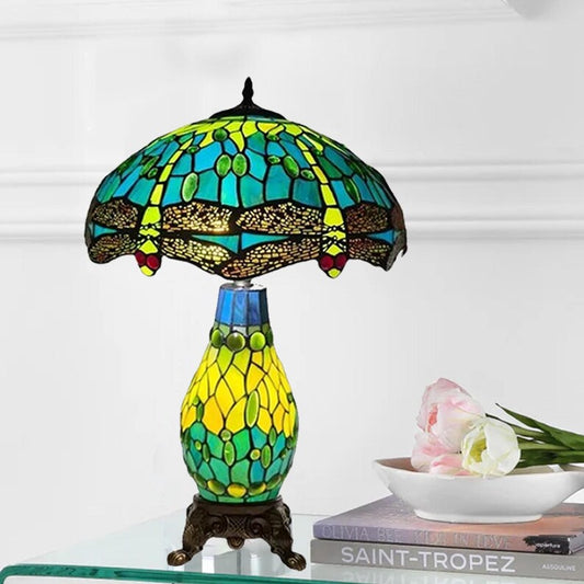 Green Clustered Stained Glass Table Lamp